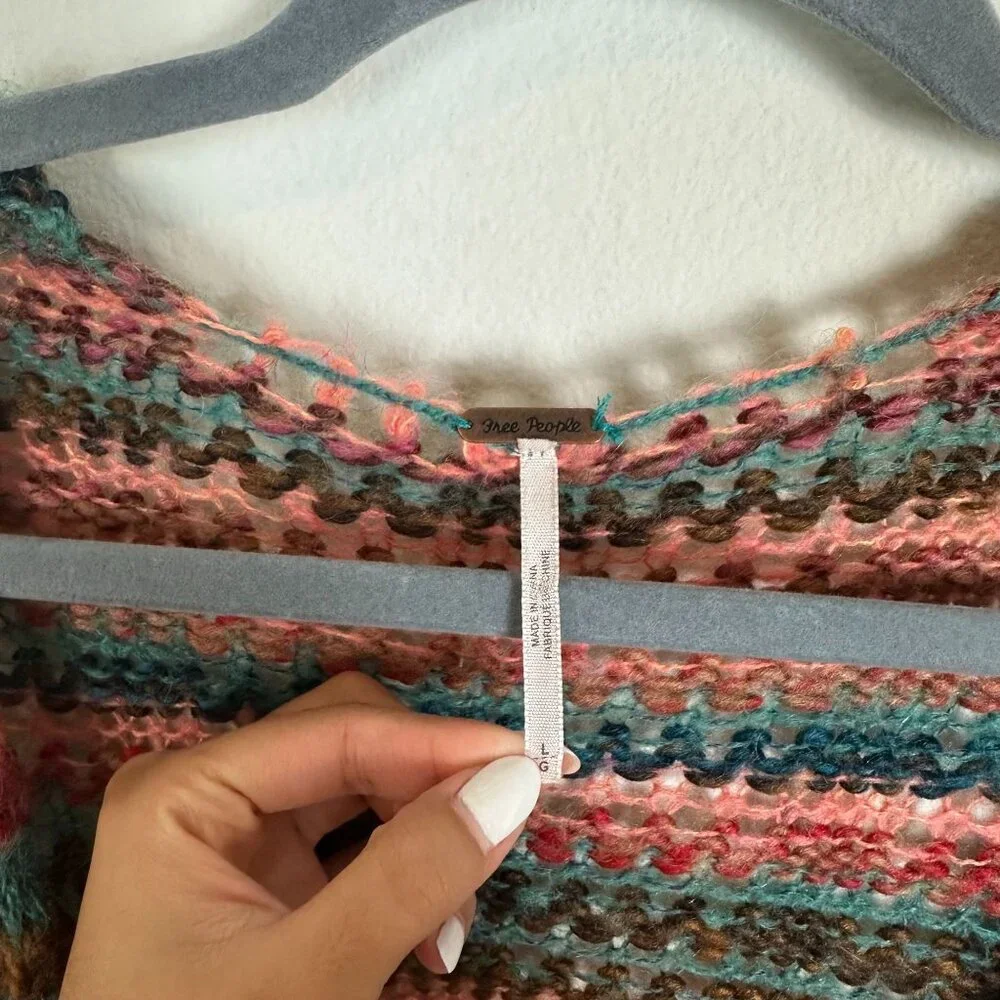 Free People Spell on Your Sweater L Boho Artsy Tunic Multicolor Cottagecore Beac - Picture 6 of 10